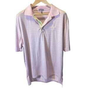 Peter Millar Summer Comfort Pink Striped Collared Golf Shirt Sz XL